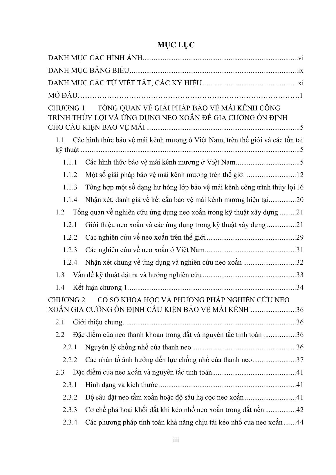 Luận án Nghiên cứu giải pháp neo xoắn để gia cường ổn định cho cấu kiện bảo vệ mái kênh công trình thủy lợi trang 5