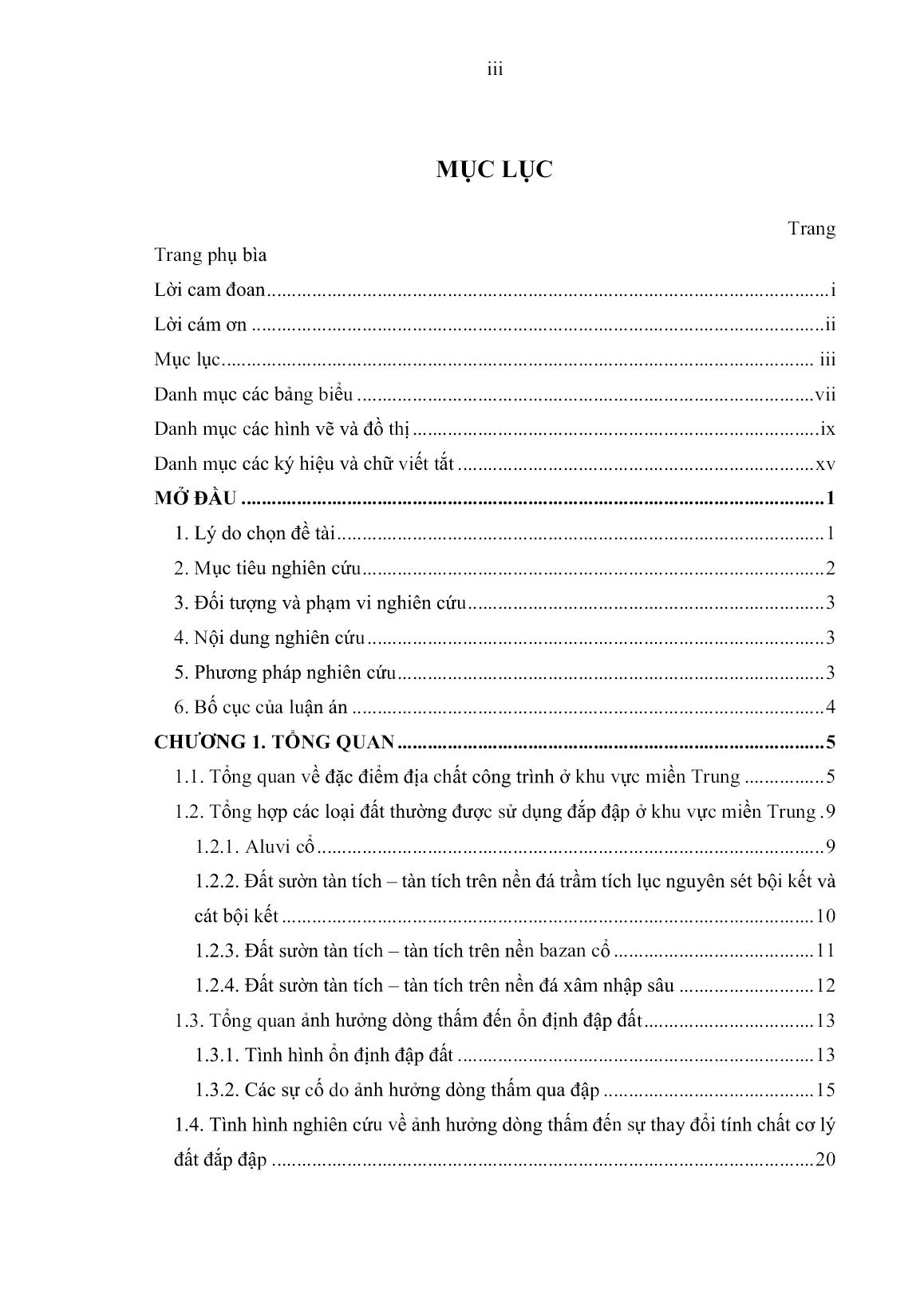 Luận án Nghiên cứu sự thay đổi tính chất cơ lý của đất đắp đập do ảnh hưởng của dòng thấm theo thời gian trang 5