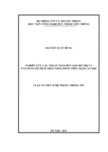 Luận án Nghiên cứu các thuật toán rút gọn đồ thị và ứng dụng để phát hiện cộng đồng trên mạng xã hội