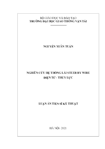 Luận án Nghiên cứu hệ thống lái Steer By Wire điện tử thủy lực