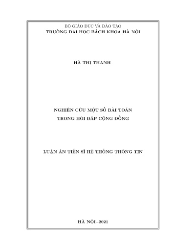 Luận án Nghiên cứu một số bài toán trong hỏi đáp cộng đồng