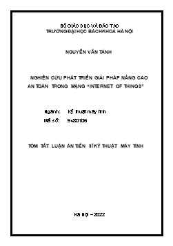 Luận án Nghiên cứu phát triển giải pháp nâng cao an toàn trong mạng “Internet of things”