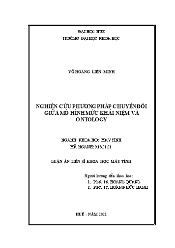 Luận án Nghiên cứu phương pháp chuyển đổi giữa mô hình mức khái niệm và ontology