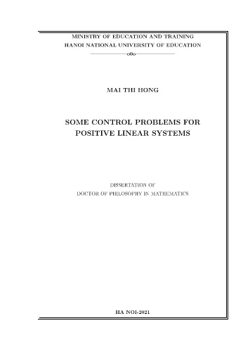 Luận án Bài toán điều khiển đối với một số lớp hệ tuyến tính dương