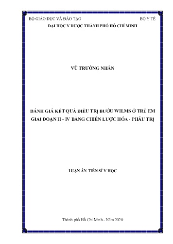 Luận án Đánh giá kết quả điều trị bướu Wilms ở trẻ em giai đoạn II - LV bằng chiến lược hóa - Phẫu trị