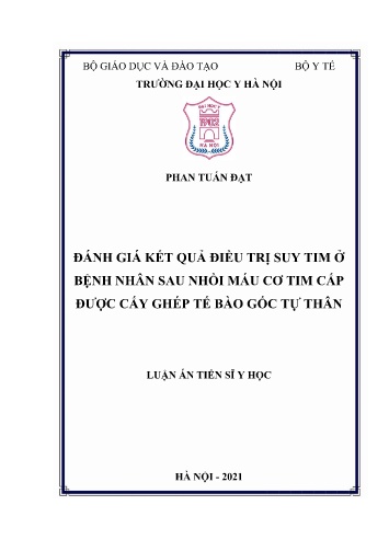 Luận án Đánh giá kết quả điều trị suy tim ở bệnh nhân sau nhồi máu cơ tim cấp được cấy ghép tế bào gốc tự thân