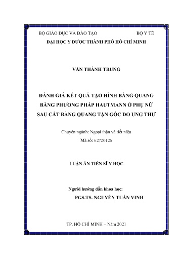 Luận án Đánh giá kết quả tạo hình bàng quang bằng phương pháp Hautmann ở phụ nữ sau cắt bàng quang tận gốc do ung thư