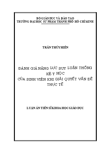 Luận án Đánh giá năng lực suy luận thống kê y học của sinh viên khi giải quyết vấn đề thực tế