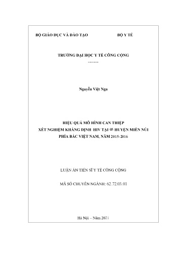 Luận án Hiệu quả mô hình can thiệp xét nghiệm khẳng định HIV tại 05 huyện miền núi phía bắc Việt Nam, năm 2015-2016