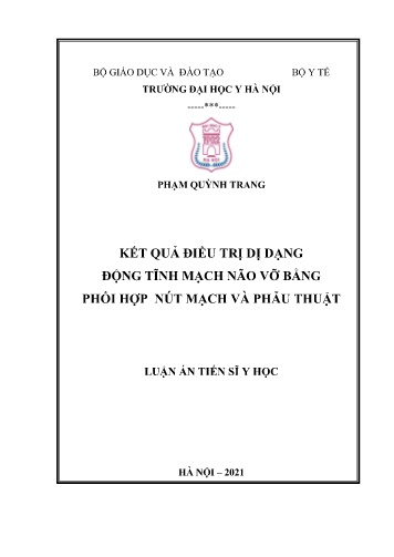 Luận án Kết quả điều trị dị dạng động tĩnh mạch não vỡ bằng phối hợp nút mạch và phẫu thuật