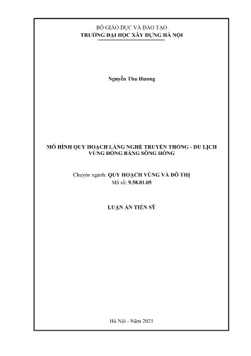 Luận án Mô hình quy hoạch làng nghề truyền thống - Du lịch vùng đồng bằng sông Hồng