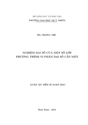 Luận án Nghiệm đại số của một số lớp phương trình vi phân đại số cấp một