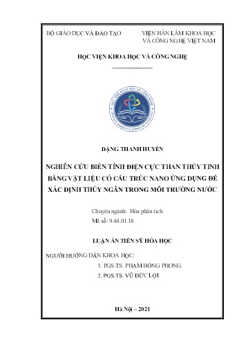 Luận án Nghiên cứu biến tính điện cực than thủy tinh bằng vật liệu có cấu trúc nano ứng dụng để xác định thủy ngân trong môi trường nước