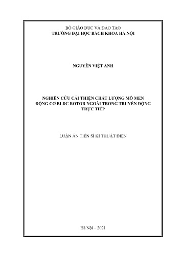 Luận án Nghiên cứu cải thiện chất lượng mô men động cơ BLDC Rotor ngoài trong truyền động trực tiếp