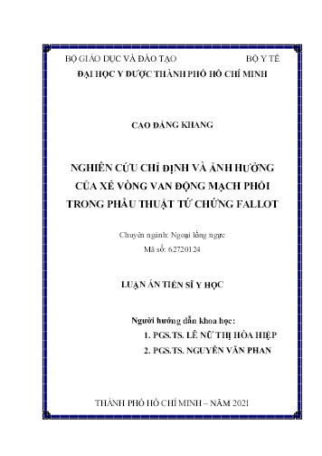 Luận án Nghiên cứu chỉ định và ảnh hưởng của xẻ võng van động mạch phổi trong phẫu thuật tứ chứng fallot