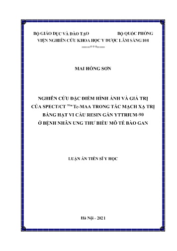 Luận án Nghiên cứu đặc điểm hình ảnh và giá trị của SPECT/CT ⁹⁹ᵐTc-MAA trong tắc mạch xạ trị bằng hạt vi cầu resin gắn yttrium-90 ở bệnh nhân ung thư biểu mô tế bào gan
