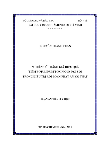 Luận án Nghiên cứu đánh giá hiệu quả tiêm botulinum toxin qua nội soi trong điều trị rối loạn phát âm co thắt