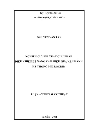 Luận án Nghiên cứu đề xuất giải pháp điều khiển để nâng cao hiệu quả vận hành hệ thống microgrid