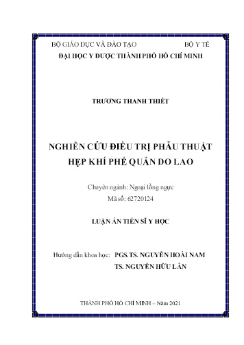 Luận án Nghiên cứu điều trị phẫu thuật hẹp khí phế quản do lao