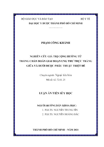 Luận án Nghiên cứu giá trị cộng hưởng từ trong chẩn đoán giai đoạn ung thư trực tràng giữa và dưới được phẫu thuật triệt để