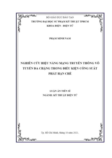 Luận án Nghiên cứu hiệu năng mạng truyền thông vô tuyến đa chặng trong điều kiện công suất phát hạn chế