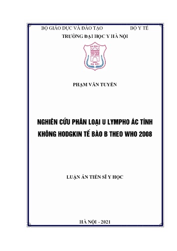 Luận án Nghiên cứu phân loại U Lympho ác tính không hodgkin tế bào B theo who 2008