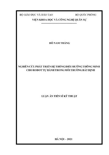 Luận án Nghiên cứu phát triển hệ thống điều hướng thông minh cho robot tự hành trong môi trường bất định