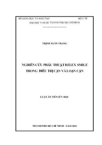 Luận án Nghiên cứu phẫu thuật Relex smile trong điều trị cận và loạn cận