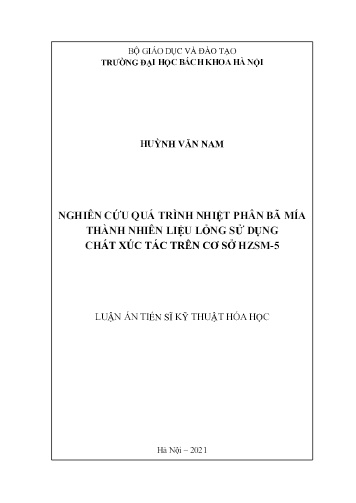 Luận án Nghiên cứu quá trình nhiệt phân bã mía thành nhiên liệu lỏng sử dụng chất xúc tác trên cơ sở HZSM-5