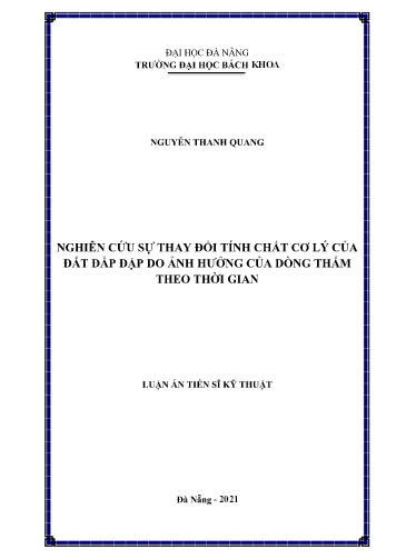 Luận án Nghiên cứu sự thay đổi tính chất cơ lý của đất đắp đập do ảnh hưởng của dòng thấm theo thời gian