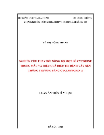 Luận án Nghiên cứu thay đổi nồng độ một số cytokine trong máu và hiệu quả điều trị bệnh vảy nến thông thường bằng Cyclosporin A