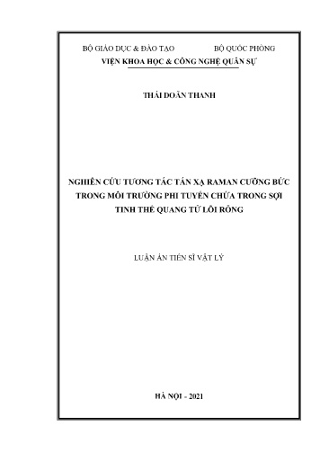 Luận án Nghiên cứu tương tác tán xạ Raman cưỡng bức trong môi trường phi tuyến chứa trong sợi tinh thể quang tử lõi rỗng