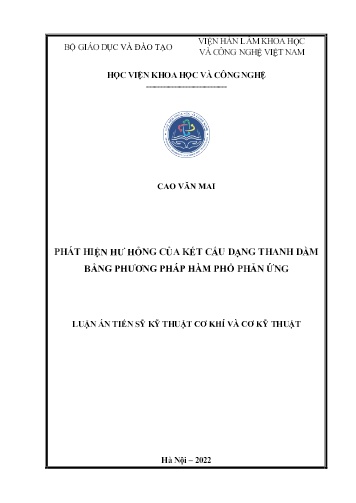 Luận án Phát hiện hư hỏng của kết cấu dạng thanh dầm bằng phương pháp hàm phổ phản ứng