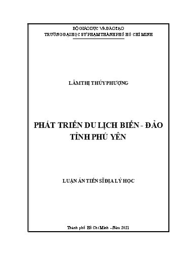 Luận án Phát triển du lịch biển - đảo tỉnh Phú Yên