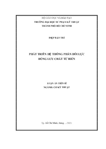 Luận án Phát triển hệ thống phản hồi lực dùng lưu chất từ biến