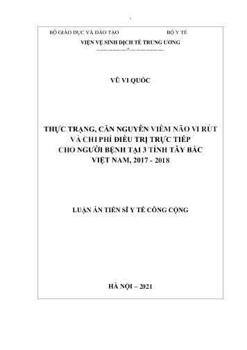 Luận án Thực trạng, căn nguyên viêm não vi rút và chi phí điều trị trực tiếp cho người bệnh tại 3 tỉnh Tây Bắc Việt Nam, 2017 - 2018