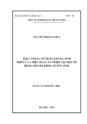 Luận án Thực trạng sử dụng kháng sinh hợp lý và hiệu quả can thiệp tại một số bệnh viện đa khoa tuyến tỉnh