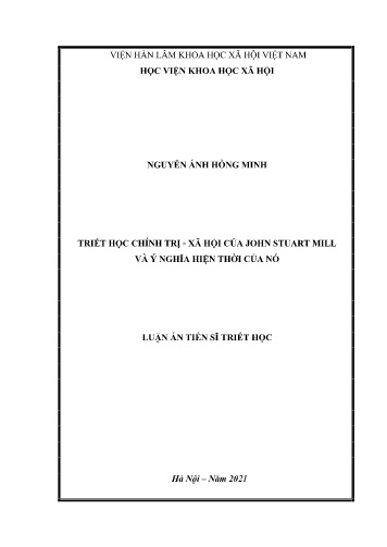 Luận án Triết học chính trị - Xã hội của John Stuart Mill và ý nghĩa hiện thời của nó