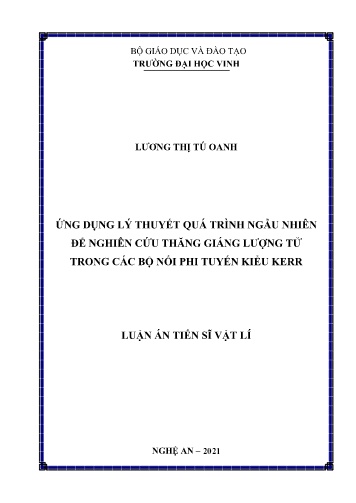 Luận án Ứng dụng lý thuyết quá trình ngẫu nhiên để nghiên cứu thăng giáng lượng tử trong các bộ nối phi tuyến kiểu KERR