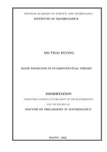 Tóm tắt Luận án Một số vấn đề trong lý thuyết đa thế vị