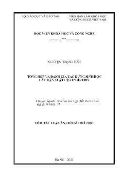 Tóm tắt Luận án Tổng hợp và đánh giá tác dụng sinh học các dẫn xuất của indirubin