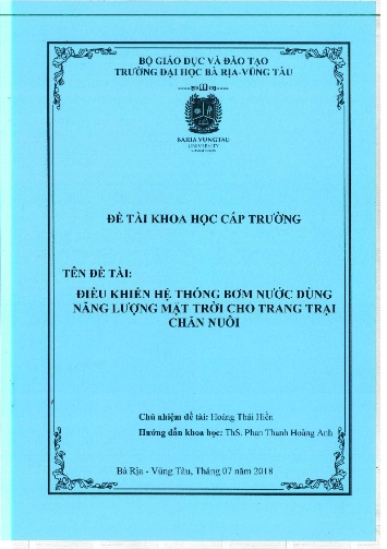 Đề tài Điều khiển hệ thống bơm nước dùng năng lượng mặt trời cho trang trại chăn nuôi
